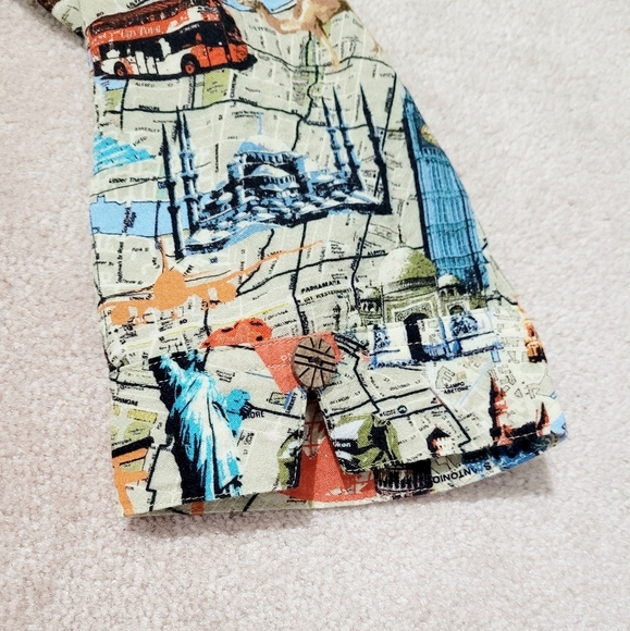 John Mark Women’s Travel Print Button Front Shirt Top Tunic SZ Medium 3/4 Sleeve - Picture 7 of 13
